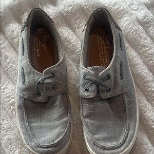 TOMS Boys Light Gray Canvas Boat Shoes